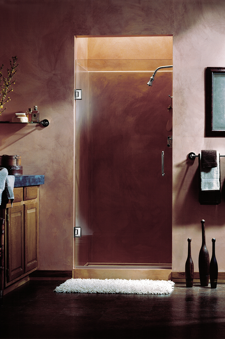 Stone bathroom heavy shower doors