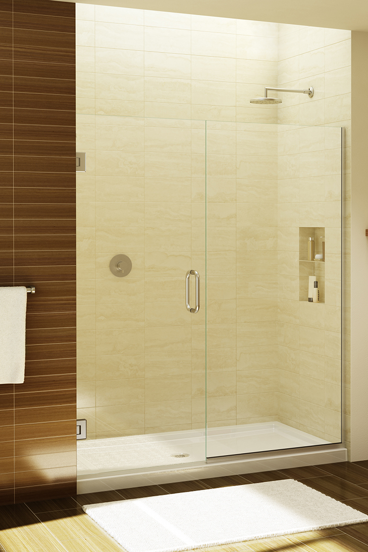 Heavy shower doors lit up